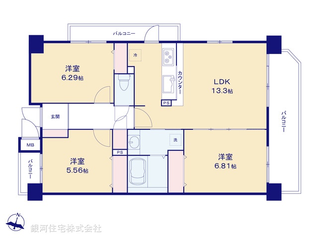 G00355312 埼玉県さいたま市浦和区常盤５丁目 中古マンション 4140万円【間取図】