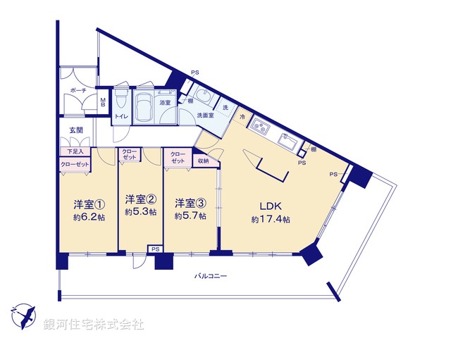 G00363866 神奈川県川崎市高津区北見方２丁目 中古マンション 5790万円【間取図】