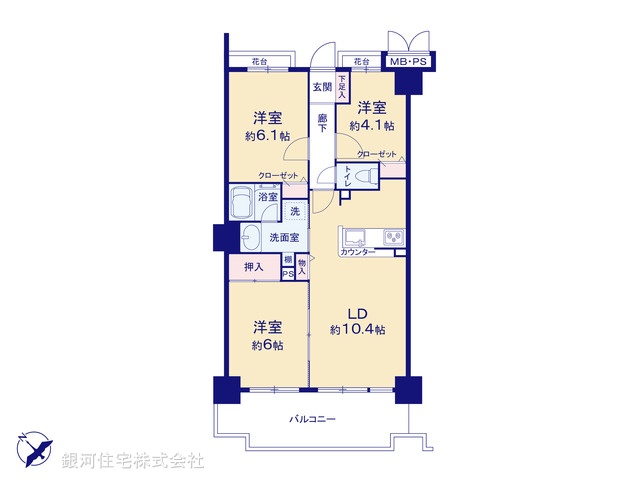 G00363886 神奈川県藤沢市善行坂２丁目 中古マンション 3280万円【間取図】