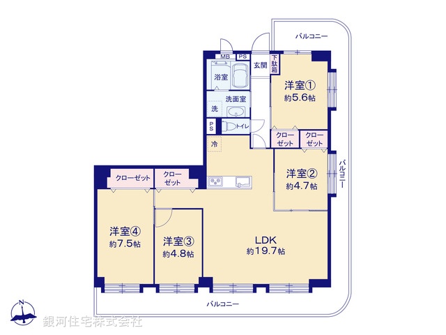 G00365105 神奈川県川崎市川崎区中瀬２丁目 中古マンション 4590万円【間取図】