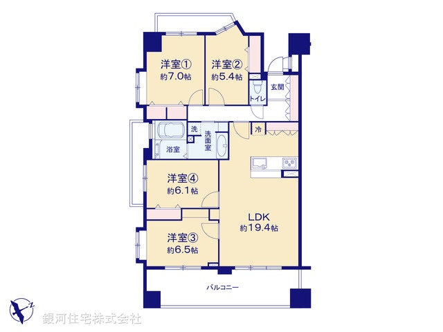 G00365930 神奈川県川崎市高津区新作２丁目 中古マンション 5580万円【間取図】