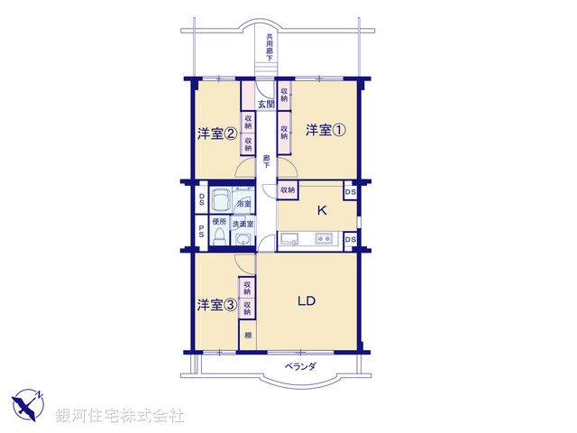 G00367685 千葉県千葉市美浜区高洲１丁目 中古マンション 960万円【間取図】