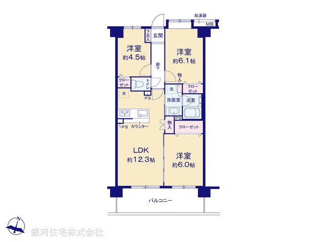 G00368398 神奈川県川崎市川崎区鋼管通３丁目 中古マンション 3999万円【間取図】