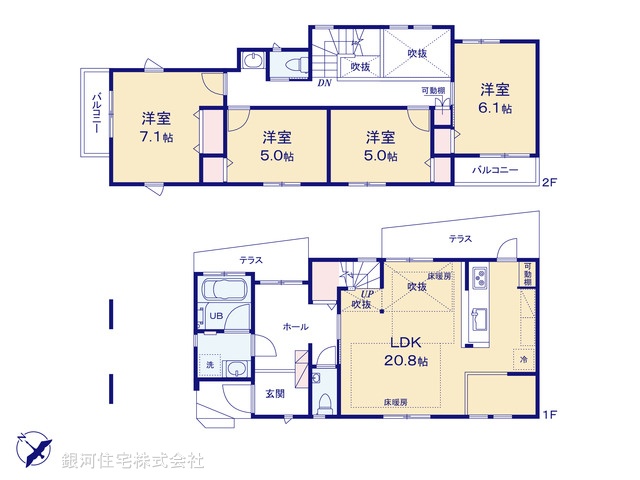 G00368985 神奈川県横浜市鶴見区上末吉４丁目 新築一戸建て 5980万円【間取図】