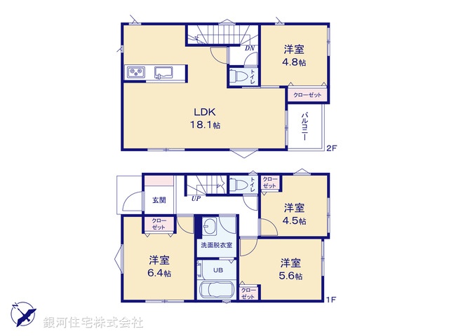G00369476 神奈川県川崎市宮前区南平台 新築一戸建て 4580万円【間取図】