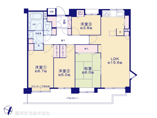 G00370603 神奈川県横浜市鶴見区東寺尾５丁目 中古マンション 3698万円【間取図】