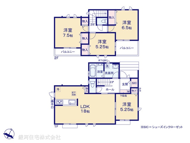 G00370965 埼玉県吉川市きよみ野２丁目 新築一戸建て 4690万円【間取図】