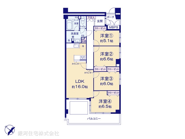 G00371182 神奈川県川崎市宮前区けやき平 中古マンション 3380万円【間取図】