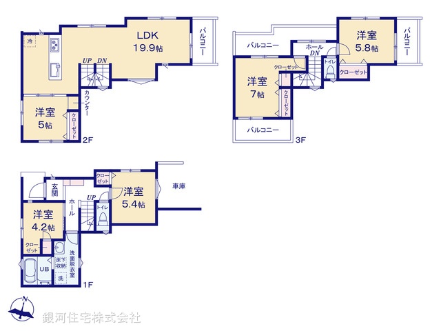 G00371726 東京都葛飾区堀切６丁目 新築一戸建て 5780万円【間取図】