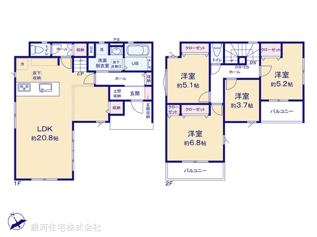 G00371784 埼玉県所沢市大字下安松 新築一戸建て 4599万円【間取図】