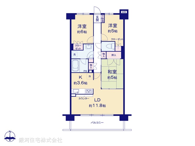 G00371811 千葉県千葉市花見川区幕張町５丁目 中古マンション 3550万円【間取図】