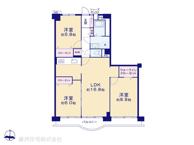 G00372194 千葉県松戸市新松戸北２丁目 中古マンション 2098万円【間取図】