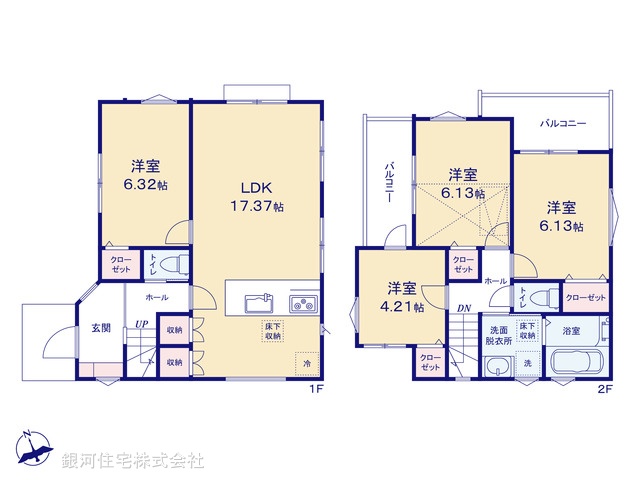 G00372377 埼玉県川口市南鳩ヶ谷７丁目 新築一戸建て 4680万円【間取図】