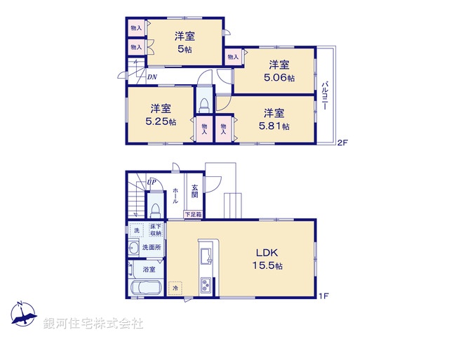 G00372419 千葉県千葉市花見川区花園町 新築一戸建て 3998万円【間取図】