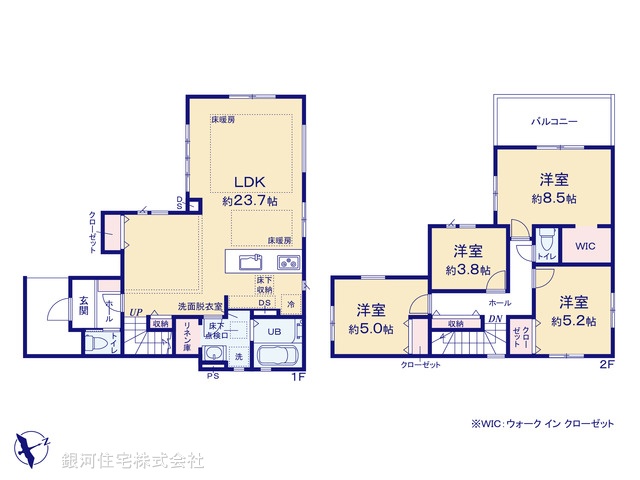 G00372634 東京都江戸川区東小松川３丁目 新築一戸建て 7499万円【間取図】