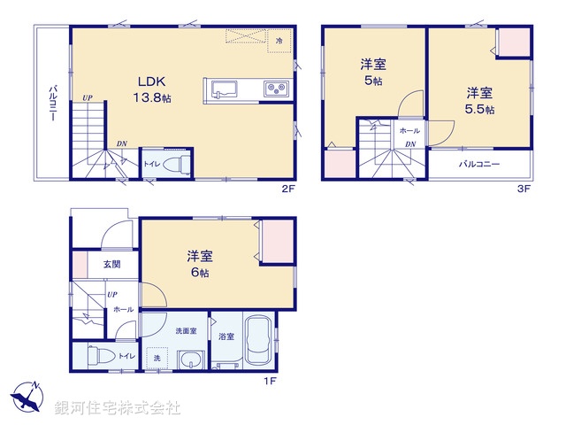 G00373130 東京都江戸川区鹿骨３丁目 新築一戸建て 4580万円【間取図】