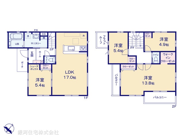 G00373184 埼玉県所沢市大字中富 新築一戸建て 4198万円【間取図】