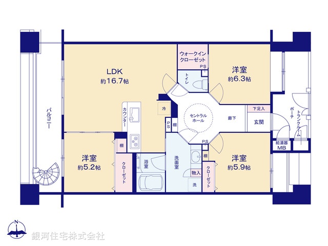 G00373347 神奈川県横浜市栄区飯島町 中古マンション 3399万円【間取図】