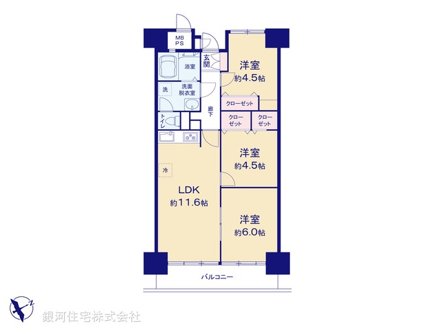 G00373359 神奈川県横浜市磯子区森１丁目 中古マンション 2780万円【間取図】