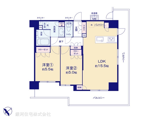 G00373368 神奈川県藤沢市片瀬海岸２丁目 中古マンション 5390万円【間取図】
