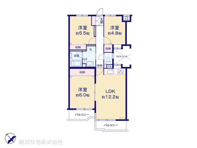 G00373504 東京都町田市玉川学園１丁目 中古マンション 2680万円【間取図】