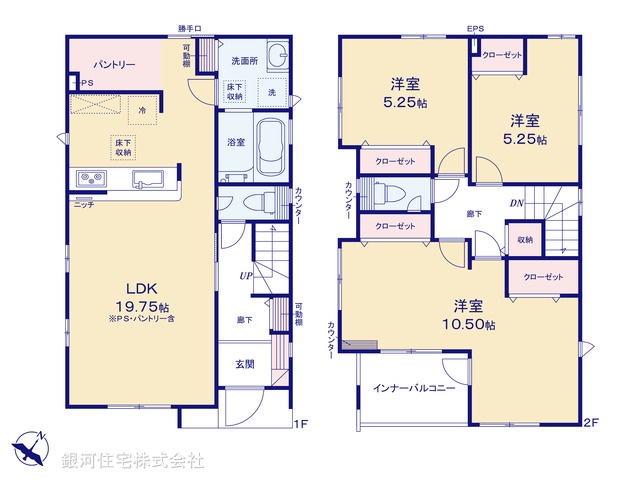 G00373510 埼玉県草加市谷塚仲町 新築一戸建て 4680万円【間取図】