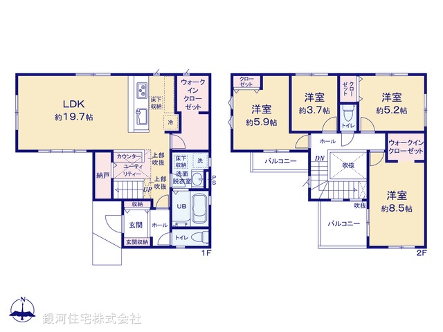 G00373520 神奈川県海老名市門沢橋２丁目 新築一戸建て 4199万円【間取図】