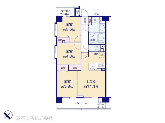 G00373534 東京都足立区江北４丁目 中古マンション 3580万円【間取図】