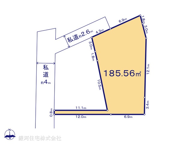 G00373580 神奈川県横浜市旭区白根６丁目 土地 1980万円【区画図】