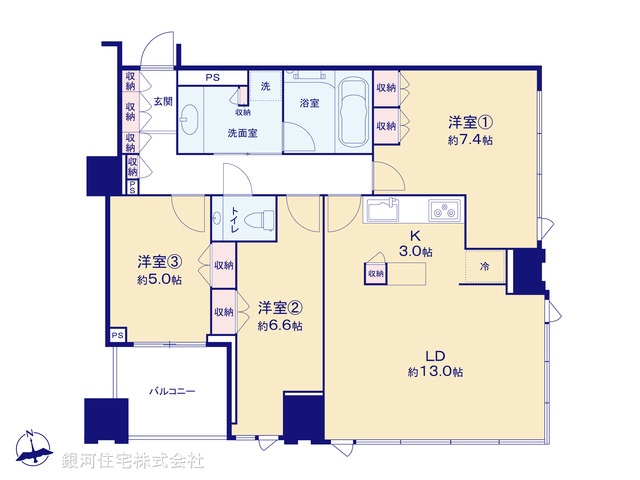 G00373808 東京都江東区豊洲３丁目 中古マンション 1億8600万円【間取図】