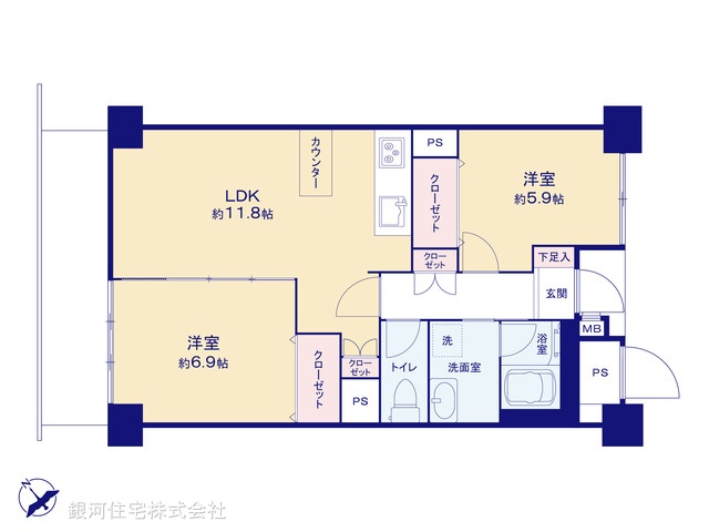 G00373813 神奈川県横浜市磯子区森１丁目 中古マンション 2690万円【間取図】