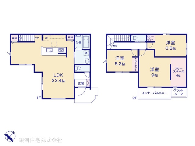 G00374038 埼玉県草加市青柳２丁目 新築一戸建て 4398万円【間取図】