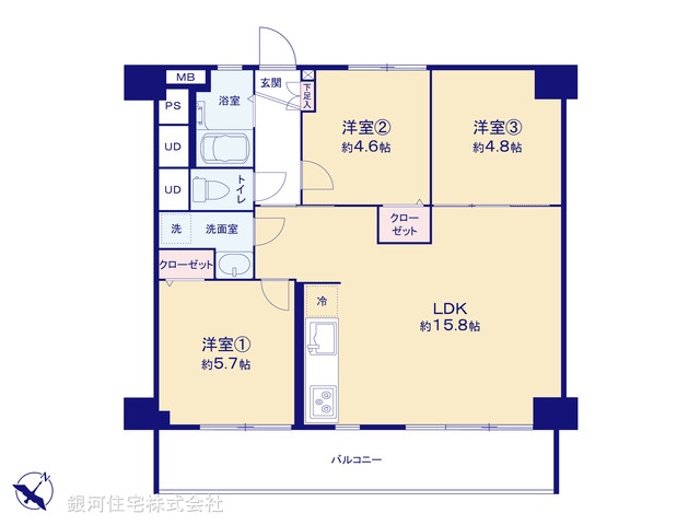 G00374146 千葉県市川市新浜１丁目 中古マンション 1999万円【間取図】