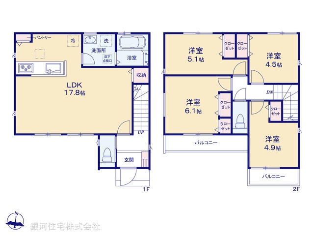 G00374418 神奈川県横浜市保土ヶ谷区権太坂１丁目 新築一戸建て 5390万円【間取図】