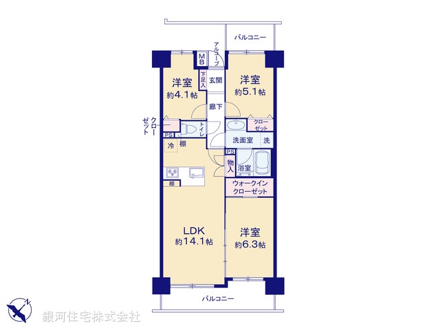 G00374430 東京都大田区田園調布南 中古マンション 6499万円【間取図】