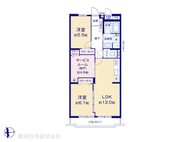 G00374499 千葉県市川市南八幡２丁目 中古マンション 3699万円【間取図】
