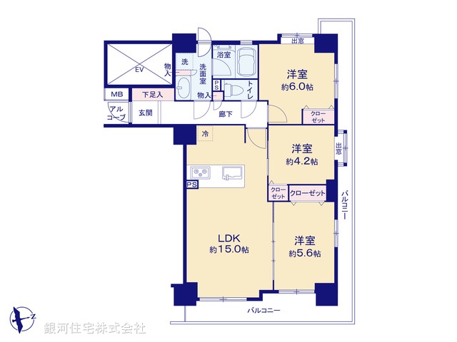 G00374526 東京都府中市八幡町１丁目 中古マンション 5799万円【間取図】