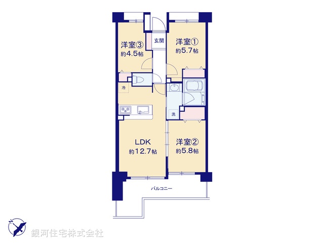 G00374571 神奈川県横浜市戸塚区矢部町 中古マンション 3998万円【間取図】