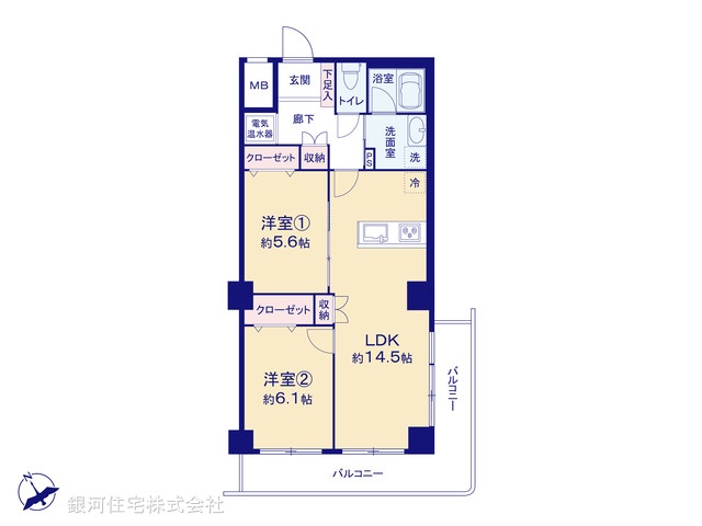 G00374580 神奈川県厚木市旭町１丁目 中古マンション 2099万円【間取図】