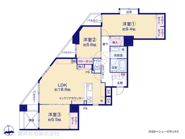 G00374688 東京都江戸川区南葛西２丁目 中古マンション 6199万円【間取図】