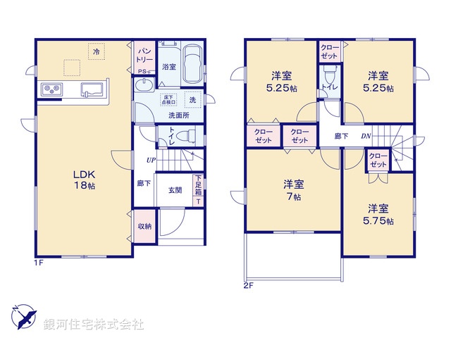 G00374787 埼玉県北葛飾郡松伏町田中１丁目 新築一戸建て 2799万円【間取図】