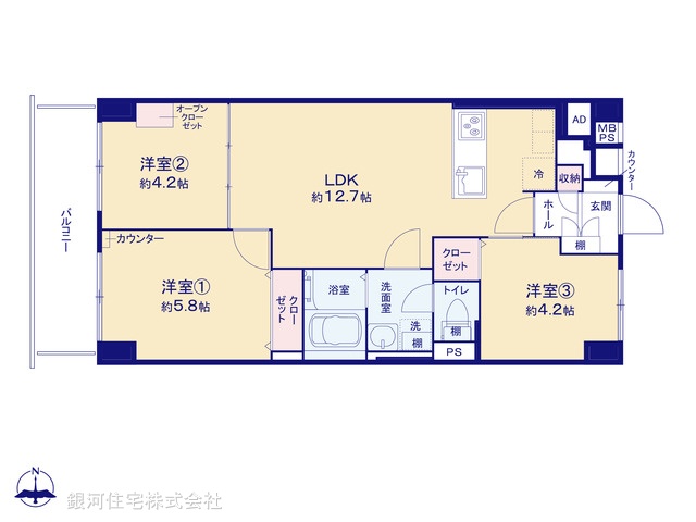 G00374933 東京都江戸川区中央２丁目 中古マンション 2799万円【間取図】
