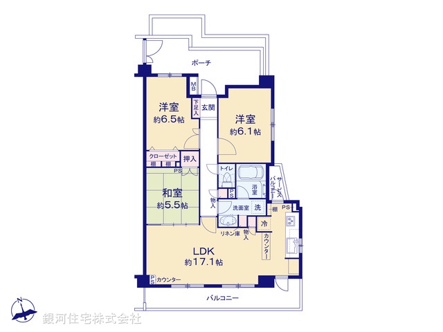G00374950 神奈川県横浜市港北区綱島東５丁目 中古マンション 4890万円【間取図】