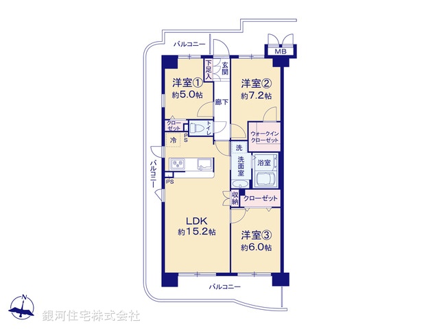 G00375193 埼玉県草加市松原５丁目 中古マンション 3280万円【間取図】