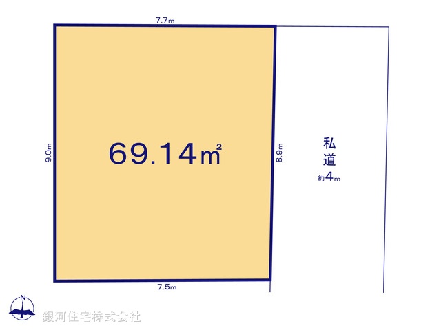 G00375271 埼玉県新座市栗原６丁目 土地(建築条件付土地) 2380万円【区画図】