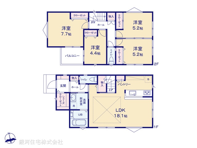 G00375439 神奈川県横浜市旭区上川井町 新築一戸建て 4580万円【間取図】