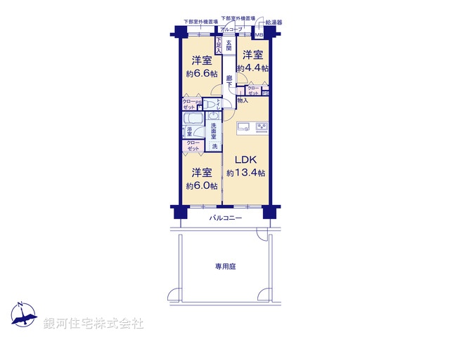 G00376063 神奈川県川崎市宮前区宮前平３丁目 中古マンション 5899万円【間取図】