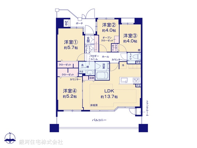 G00376663 神奈川県横浜市鶴見区向井町３丁目 中古マンション 3998万円【間取図】