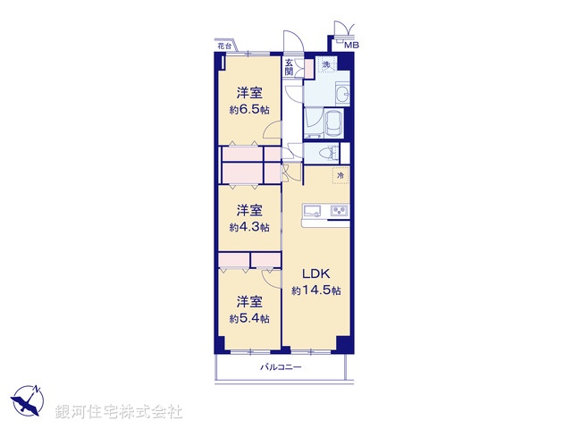 G00377133 神奈川県横浜市緑区長津田１丁目 中古マンション 3999万円【間取図】