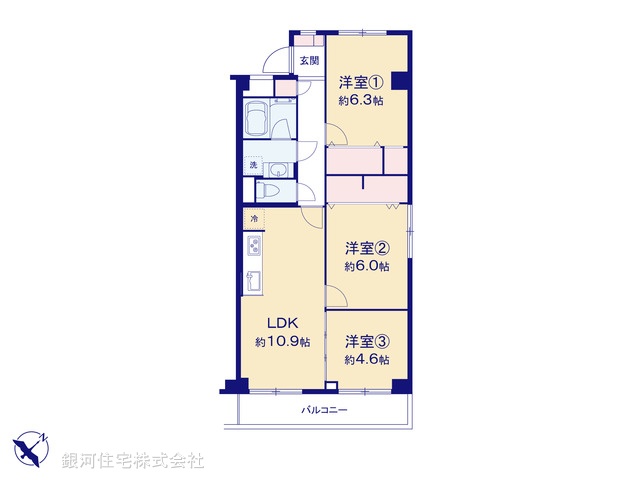 G00377134 神奈川県相模原市中央区矢部１丁目 中古マンション 1790万円【間取図】